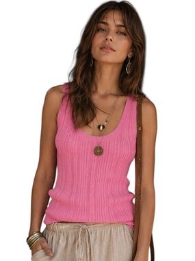 Lumiere Pink Knit Tank Top